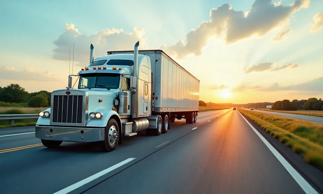 Illustrated car transport truck traveling from Madison to Tampa