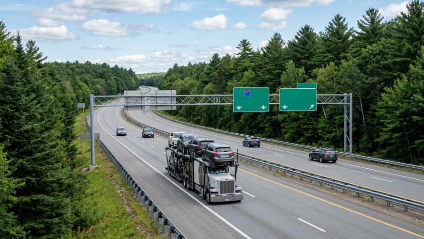 Auto transport carrier on Maine I-95 corridor
