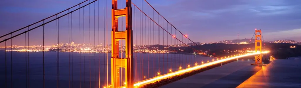 Golden Gate Bridge during sunset